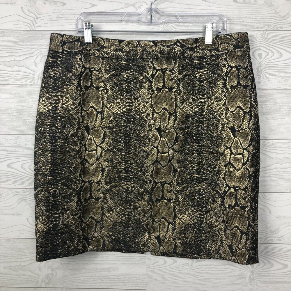 Worthington Womens SIze 16 Snakeskin Print Pencil Skirt Back Zipper Cotton Blend